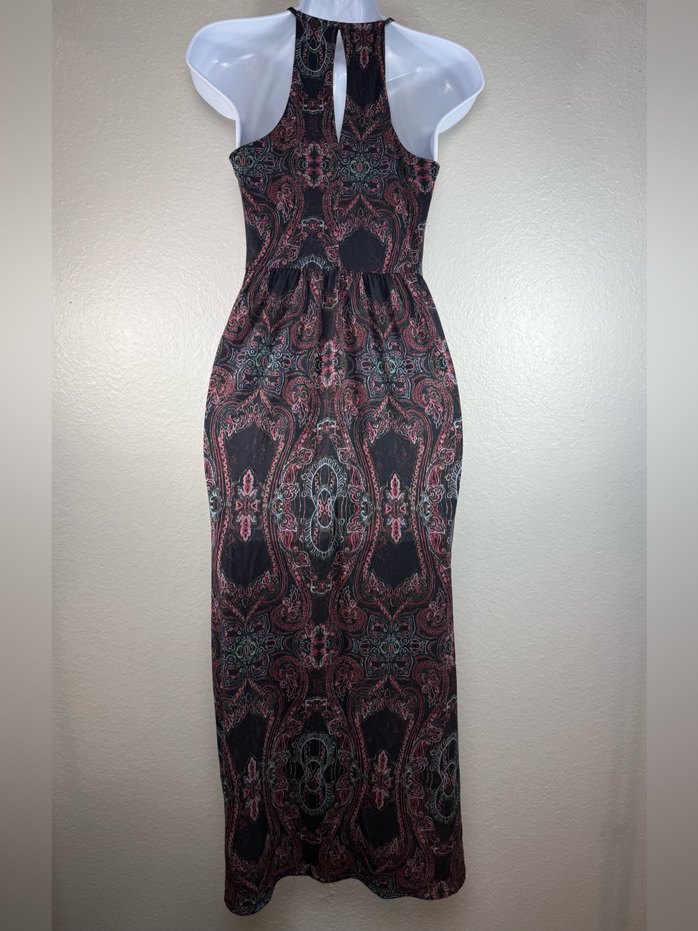 Women’s BCBGeneration Paisley midi Halter dress Size‎ XXS w/pockets side slit - Picture 2 of 8